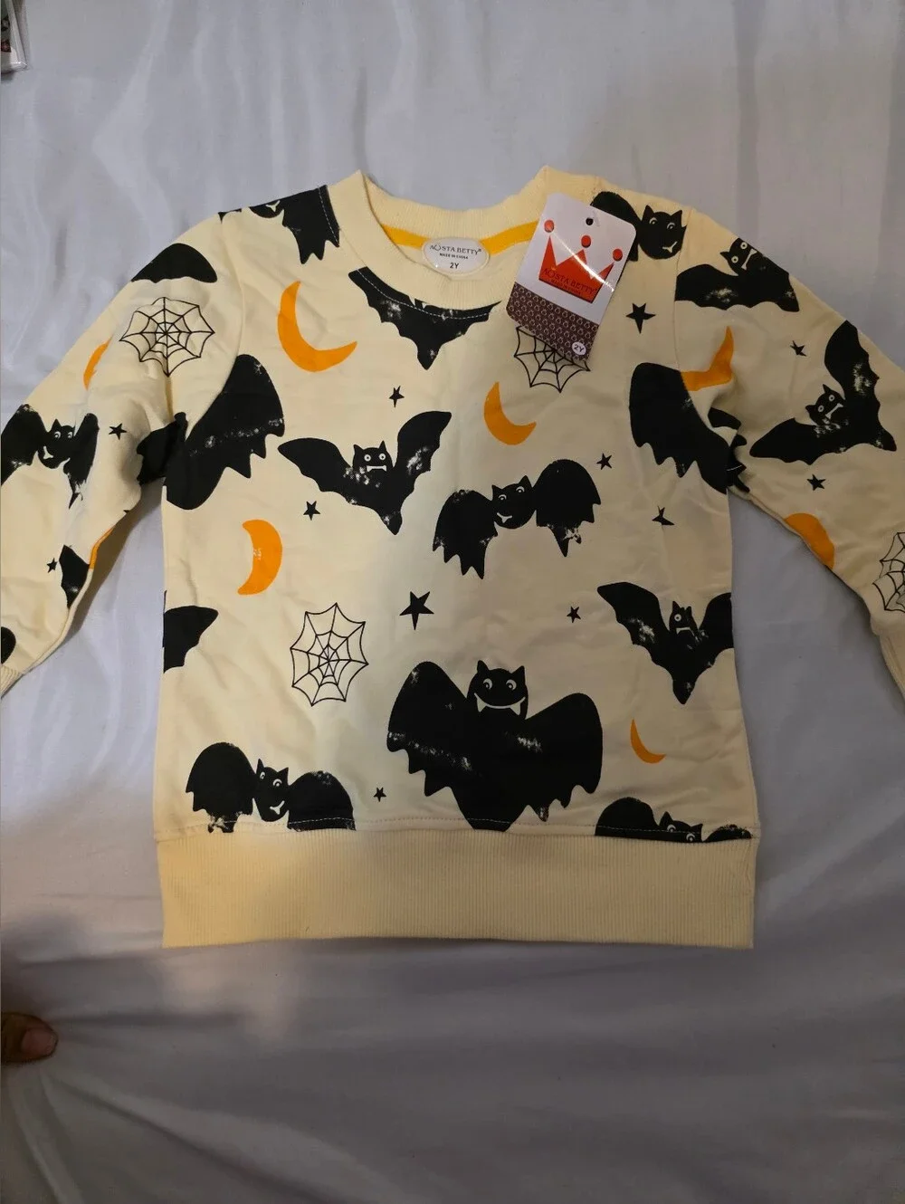 Kids Bat Print Sweatshirt - Yellow Cream -